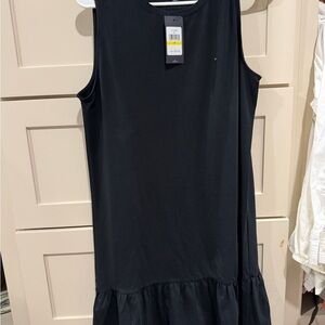 Tommy Hilfiger Black Sleeveless Ruffle-Hem Dress